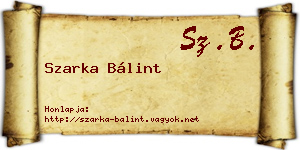 Szarka Bálint névjegykártya